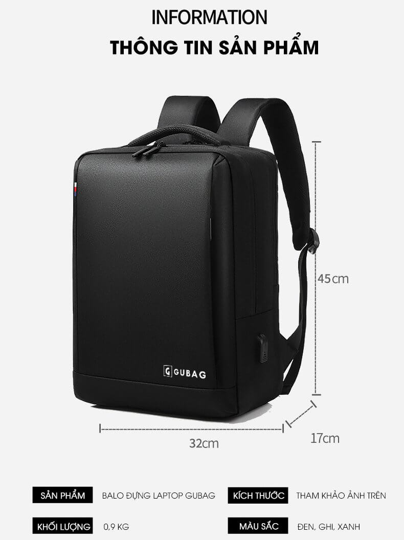 Balo laptop nhiều ngăn công sở GB-BL52 9 balo laptop nhieu ngan cong so gb bl52