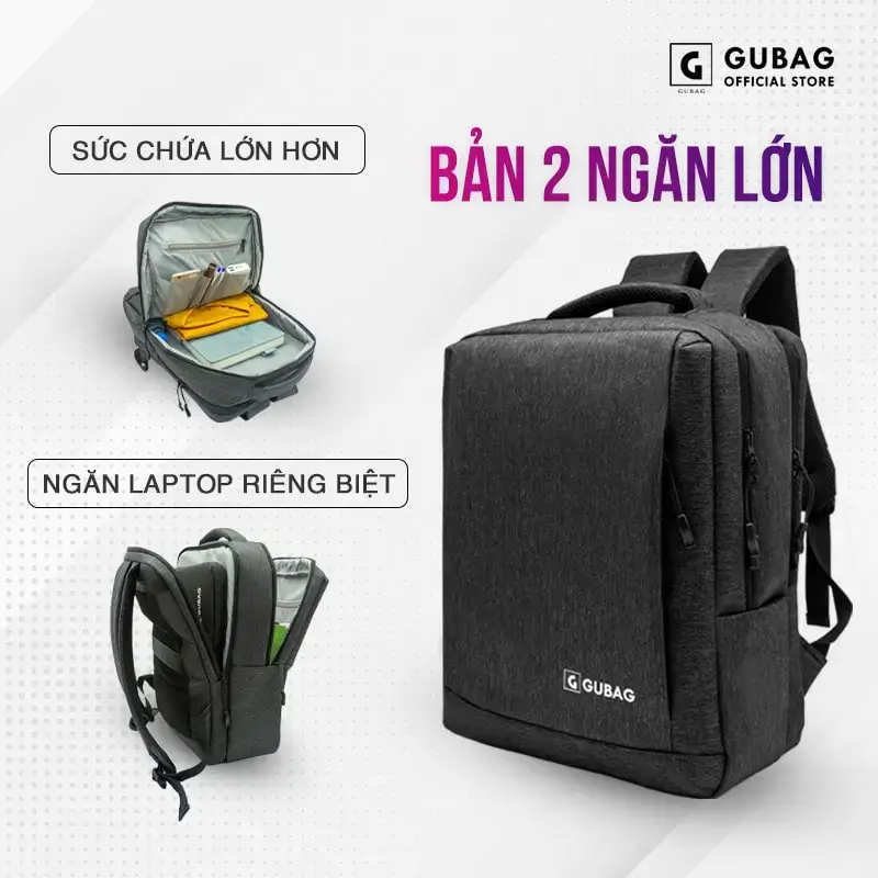 Balo laptop 14 inch 2 ngăn lớn GB-BL58 2 Balo Laptop 14 Inch 2 Ngan Lon GB BL58 1 1