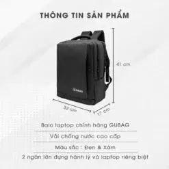 Balo laptop 14 inch 2 ngăn lớn GB-BL58 11 Balo Laptop 14 Inch 2 Ngan Lon GB BL58 9