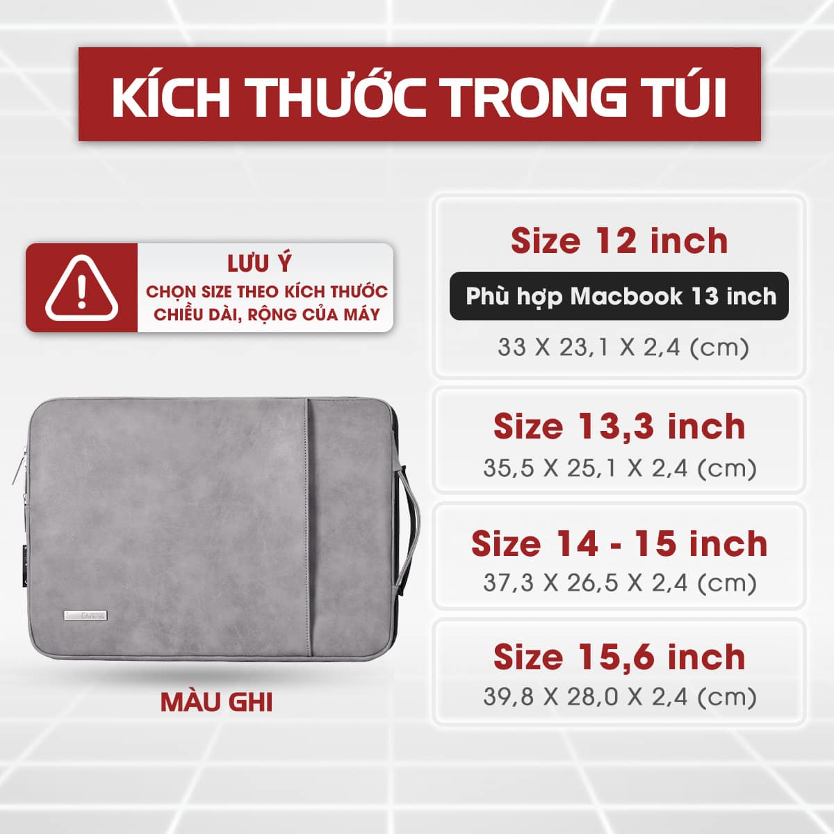 Túi chống sốc laptop bằng da G1-CS15 5 Túi chống sốc laptop bằng da G1-CS15