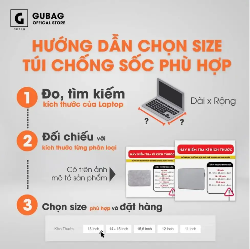 Túi đựng macbook 16 inch, 14 inch GB-TL45 3 Huong Dan Chon Size Tui Chong Soc 1
