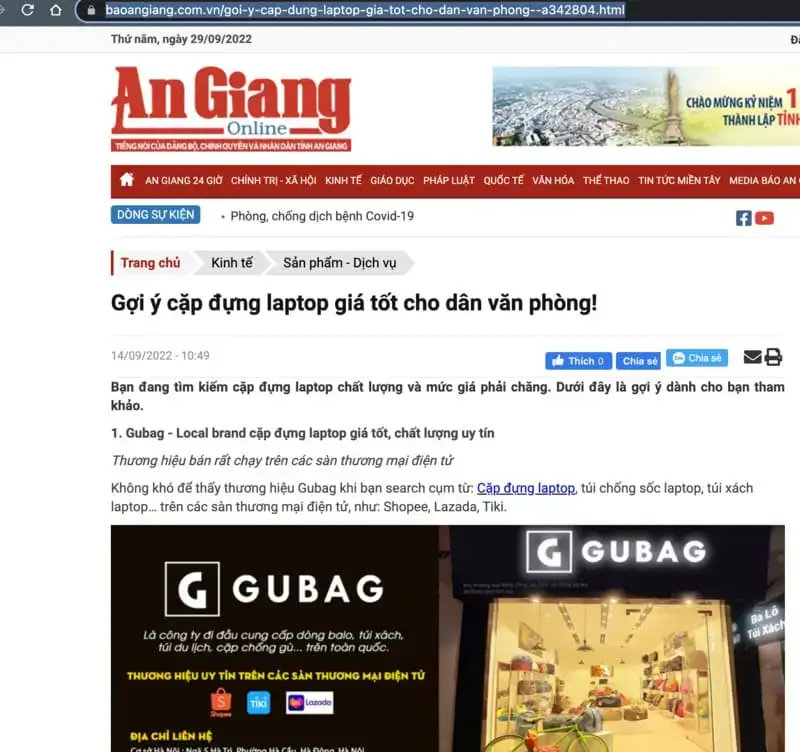 Truyền thông báo chí nói gì về Gubano? 6 Bao An Giang Gubano