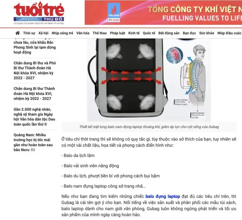 Truyền thông báo chí nói gì về Gubano? 10 Tuoi Tre Thu Do Gubano