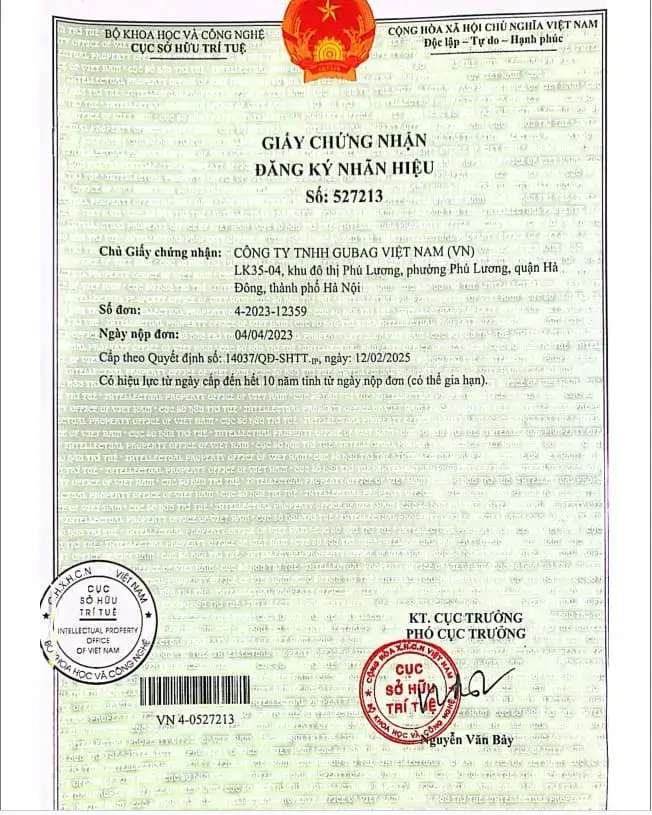Từ Gubag đến Gubano: Hành trình nâng tầm thương hiệu và lời cam kết về "Gu" chất lượng 3 Giay Chung Nhan Nhan Hieu Gubano 1